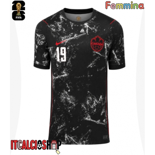 Canada Alphonso Davies #19 Seconda Maglia Femmina Mondiali 2026 Manica Corta